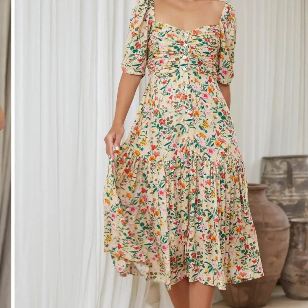 Balielf Lilit Cream Ruffled Tiered Midi Sundress - Picture 2 of 9